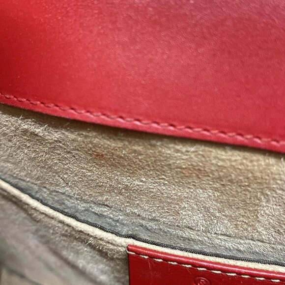 Authentic GUCCI Sylvie Mini Red Navy Leather Shoulder Bag br492-120725 - Picture 13 of 16